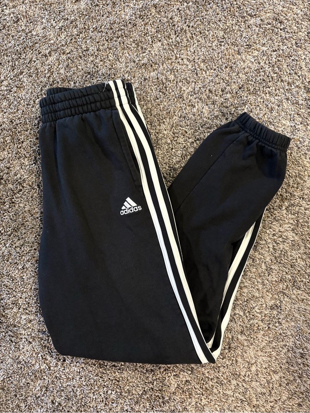 adidas Black Joggers with White Three-Stripes